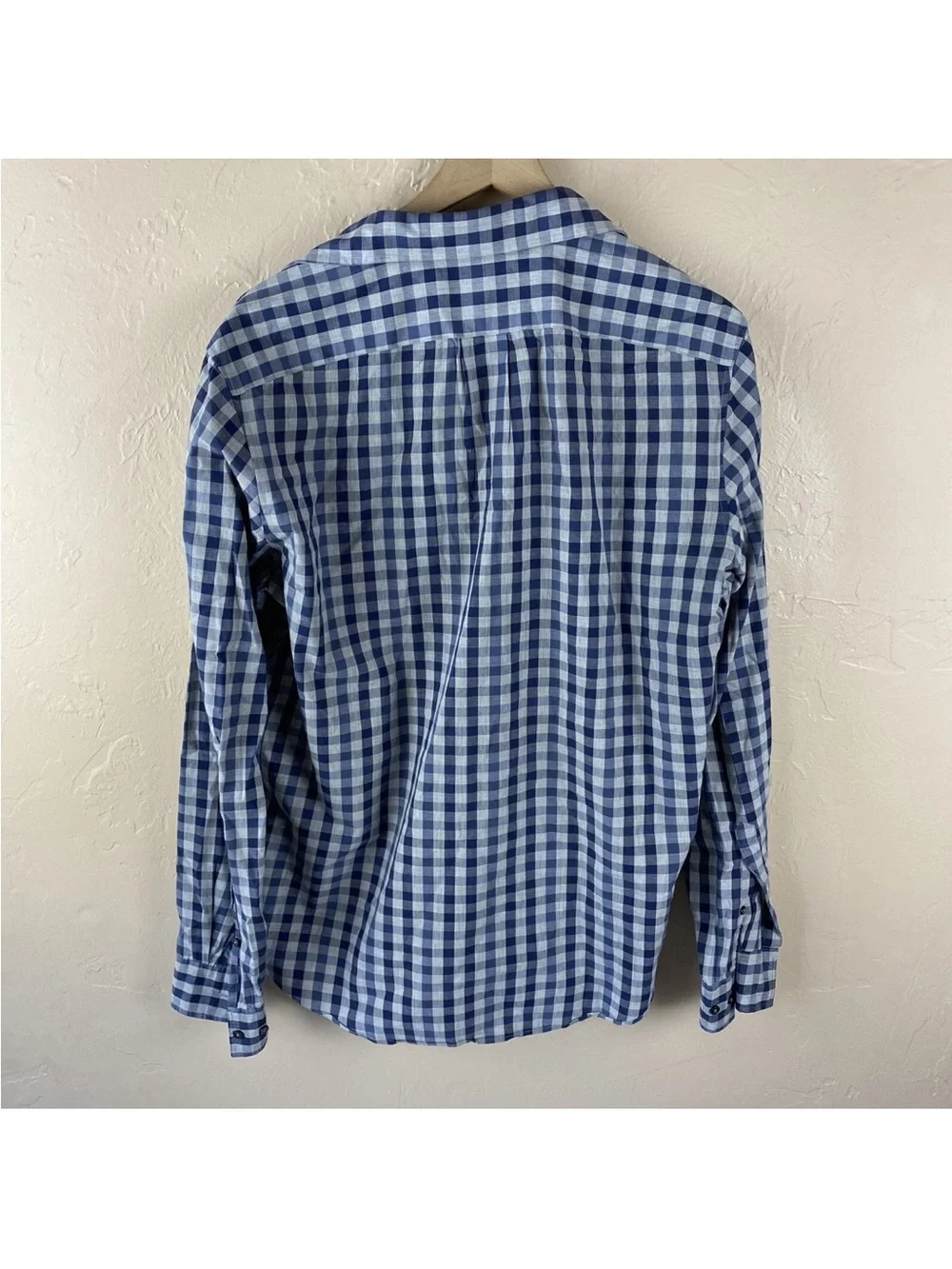 Michael Kors Blue Gray Plaid Button Front Shirt Slim Fit Mens Large